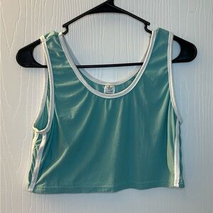 Juniors Teens Women’s Teal White Crop Tank Top‎ XL
